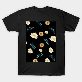 Unique Yellow Floral Pattern T-Shirt